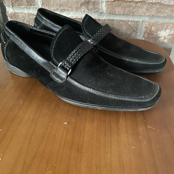 Kenneth Cole Big Band Suede Loafers Men's 7.5M Black Slip On Dress Shoes - Picture 1 of 14